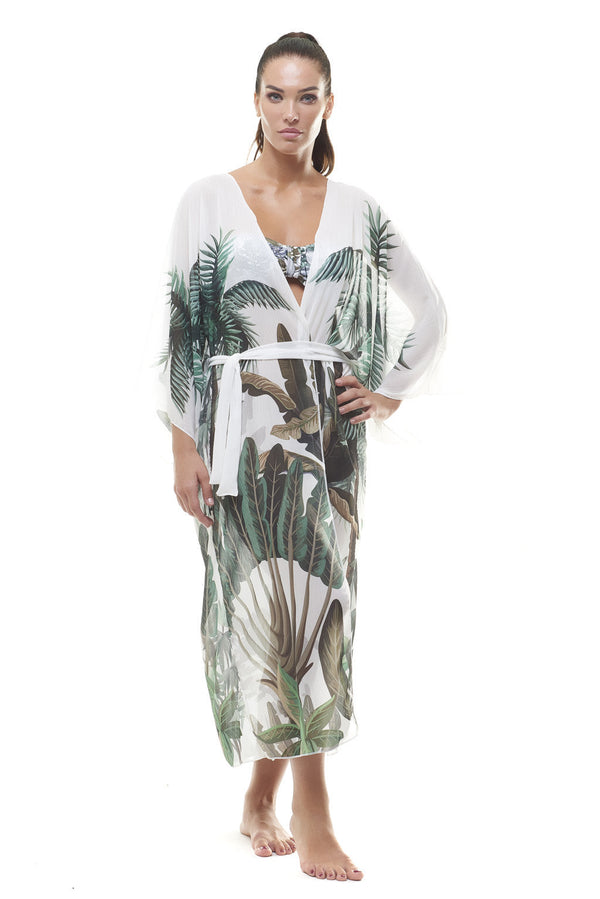 Acquadicocco Strand Kimono Tropical", mit Palmendruck